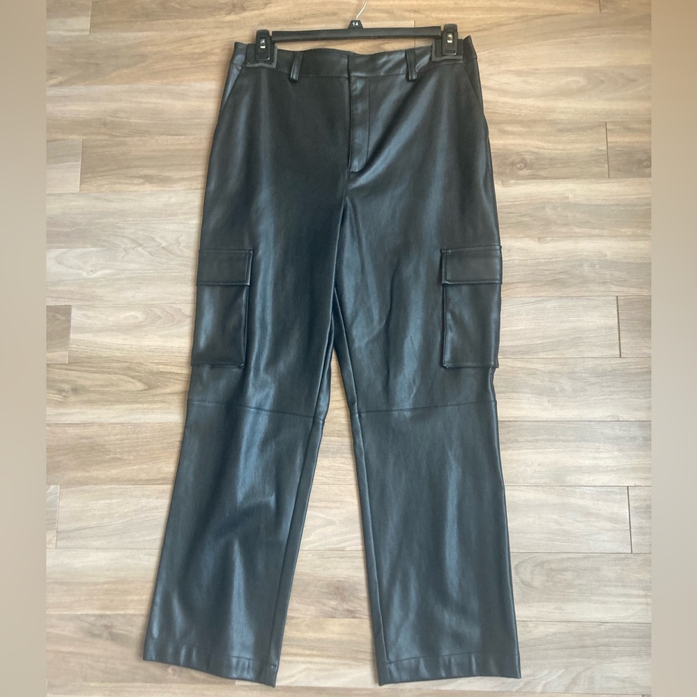 APT. 9  + Cara Santana faux leather cargo pant black size 14